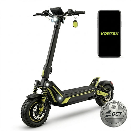 VORTEX Z10 2x2 Connected Patinete eléctrico con APP. Con una potencia combinada de 4000W, doble suspensión, autonomía de hasta 65 km, Cumple con la normativa española de circulación